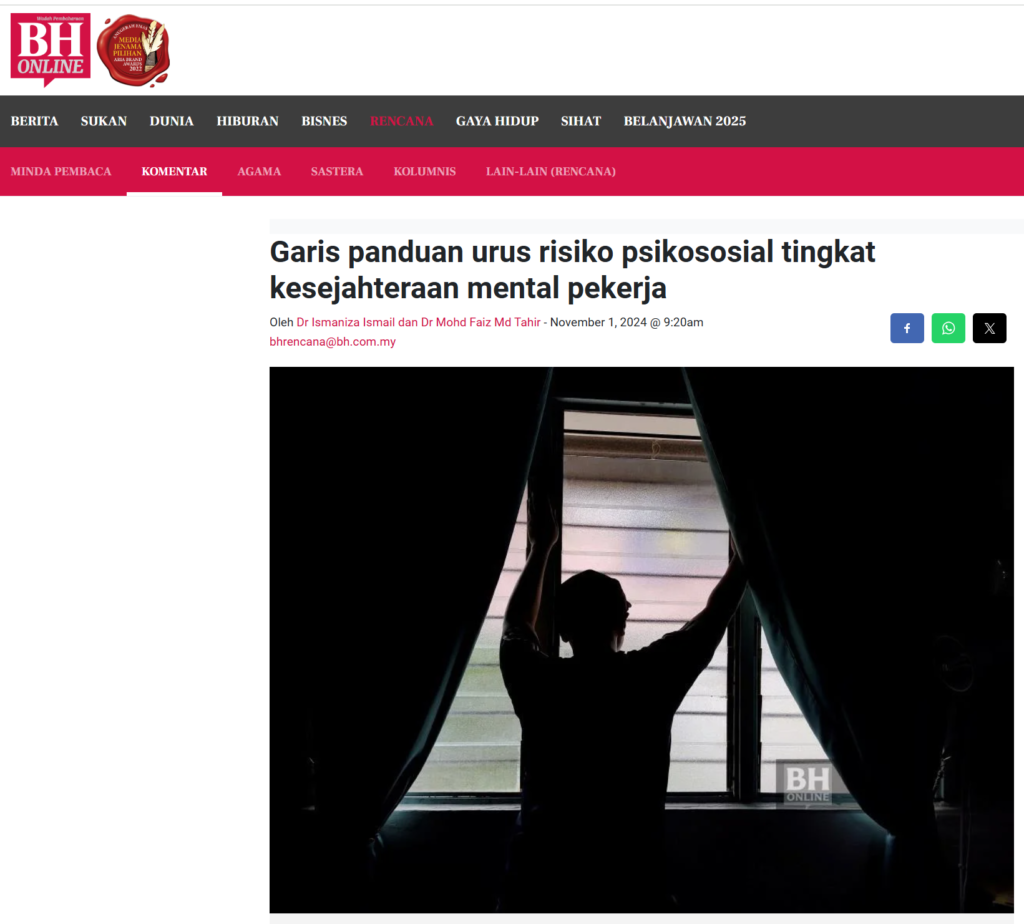 Garis panduan urus risiko psikososial tingkat kesejahteraan mental pekerja