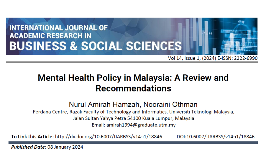 Mental Health Policy in Malaysia: A Review and Recommendations